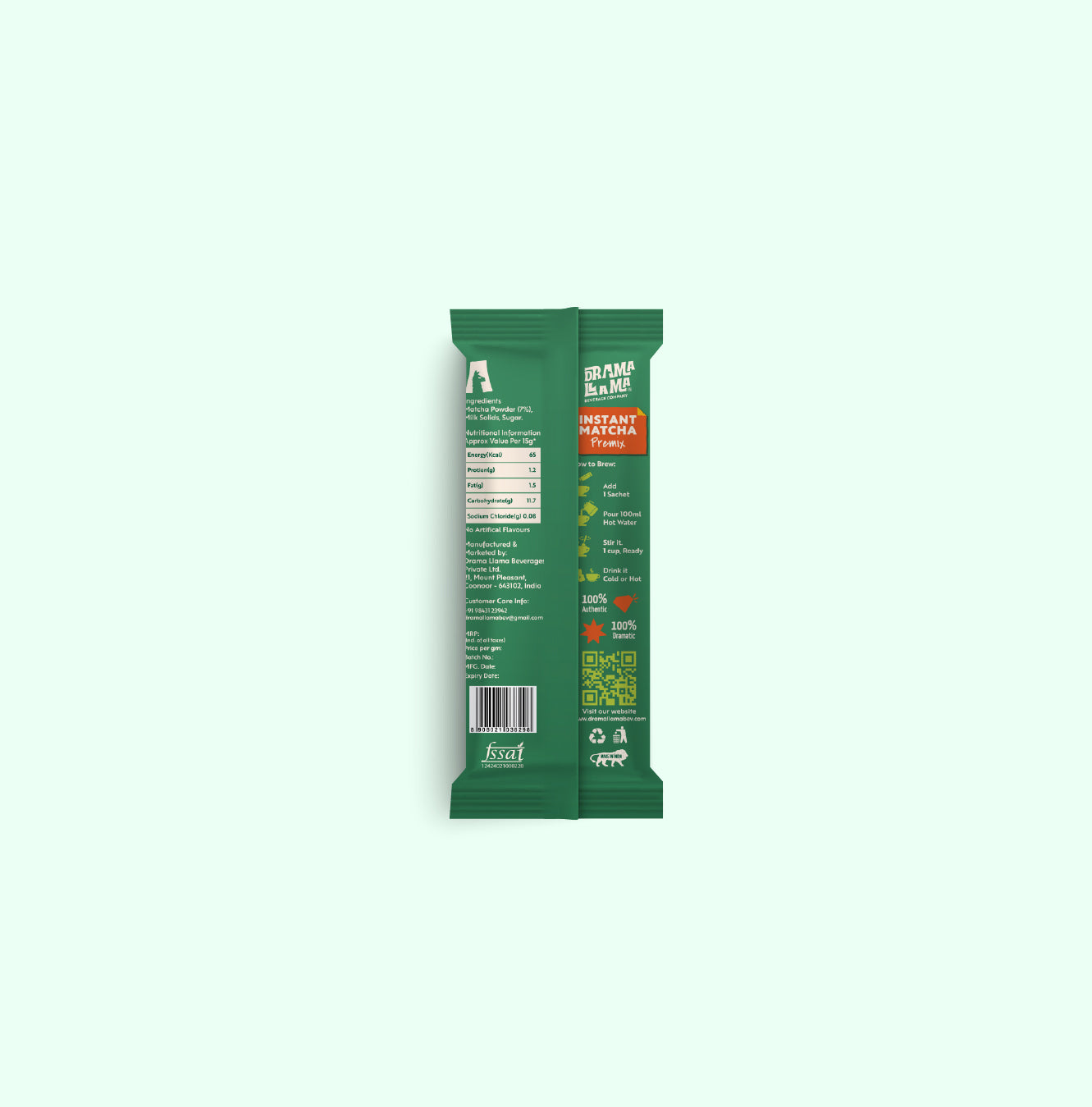 Drama Llama Matcha Premix Latte | 3-in-1 | Pack of 3 Sachets